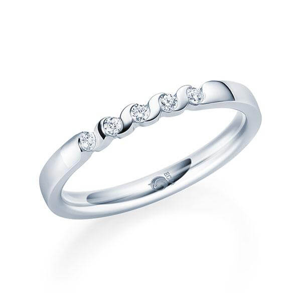 Memoire/Vorsteckring Weißgold 585/- zus. 0,150 ct, tw, si - RU-1566-37