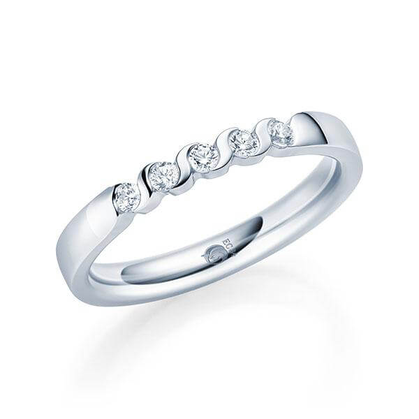 Memoire/Vorsteckring Weißgold 585/- zus. 0,200 ct, tw, si - RU-1566-53