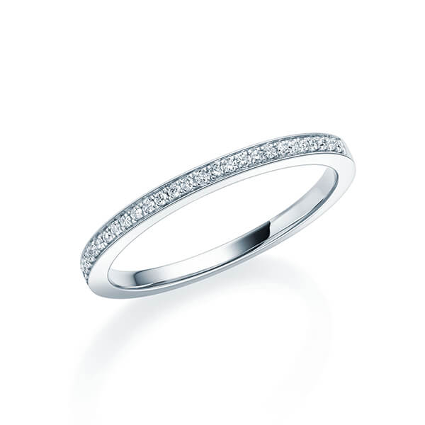 Memoire/Vorsteckring Weißgold 750/- zus. 0,090 ct, tw, vs - RU-1597-1