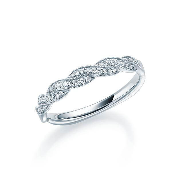 Memoire/Vorsteckring Weißgold 750/- zus. 0,110 ct, tw, vs - RU-1306-1