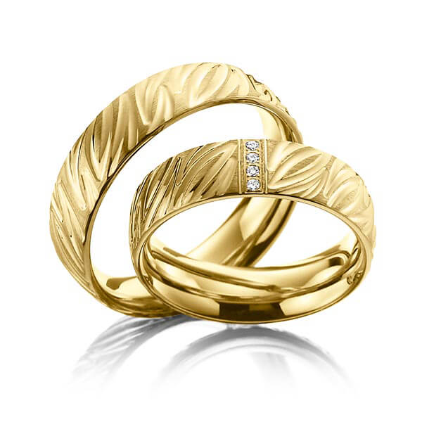 Paar Trauringe / Eheringe Gelbgold 585/- zus. 0,040 ct, tw, si - RU-1111-1