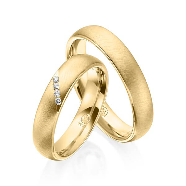 Paar Trauringe / Eheringe Gelbgold 585/- zus. 0,040 ct, tw, si - RU-1531-1