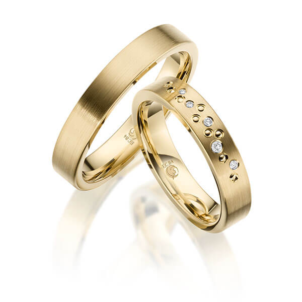 Paar Trauringe / Eheringe Gelbgold 585/- zus. 0,041 ct, w, si - RU-1635-1
