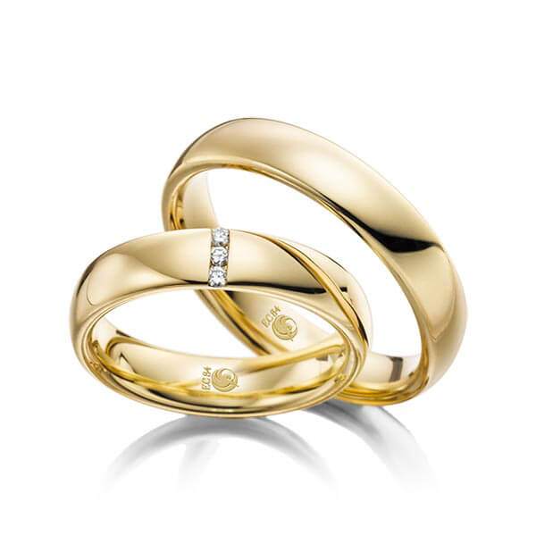 Paar Trauringe / Eheringe Gelbgold 585/- zus. 0,045 ct, tw, si - RU-1029-1