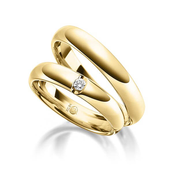 Paar Trauringe / Eheringe Gelbgold 585/- zus. 0,050 ct, tw, si - RU-1077-1