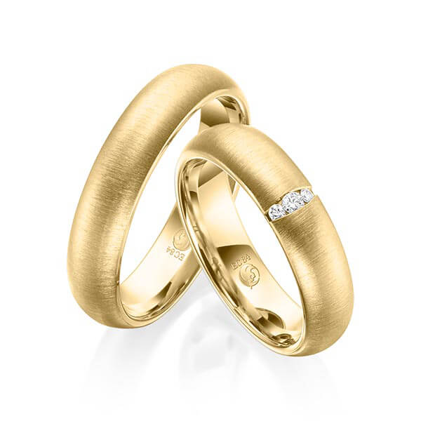Paar Trauringe / Eheringe Gelbgold 585/- zus. 0,050 ct, tw, si - RU-1529-1