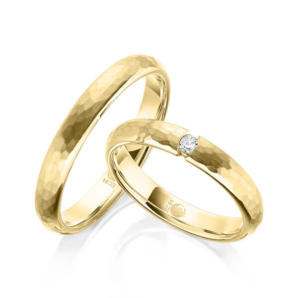 Paar Trauringe / Eheringe Gelbgold 585/- zus. 0,050 ct, tw, si - RU-1608-1