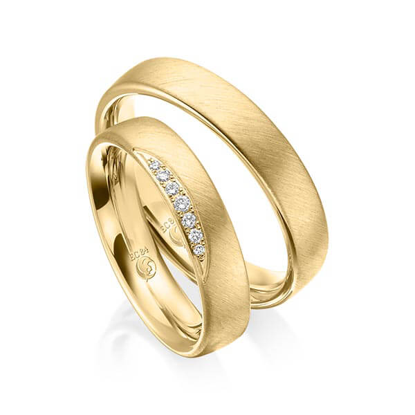 Paar Trauringe / Eheringe Gelbgold 585/- zus. 0,059 ct, tw, si - RU-1538-1