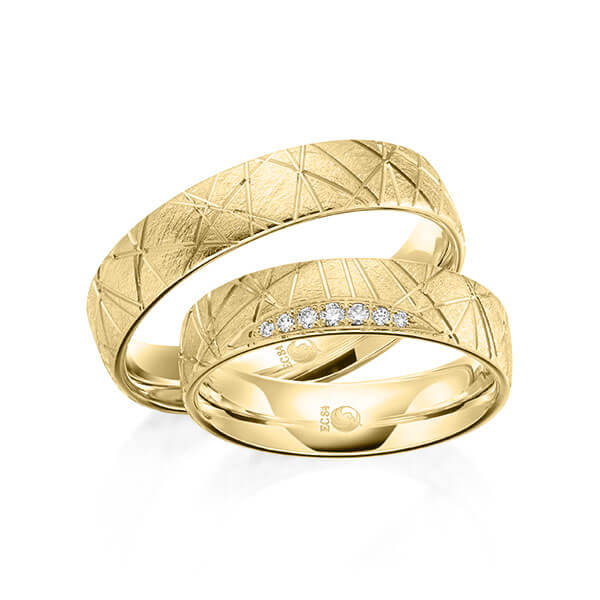 Paar Trauringe / Eheringe Gelbgold 585/- zus. 0,059 ct, tw, si - RU-1607-1