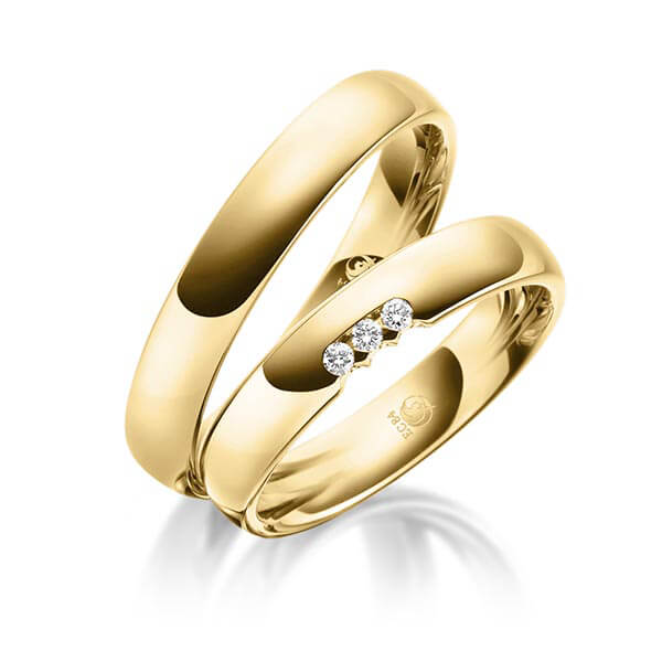 Paar Trauringe / Eheringe Gelbgold 585/- zus. 0,060 ct, tw, si - RU-1078-2