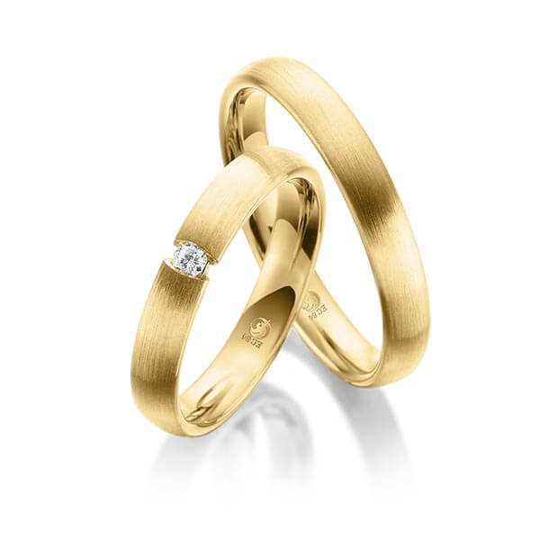 Paar Trauringe / Eheringe Gelbgold 585/- zus. 0,070 ct, tw, si - RU-1075-1