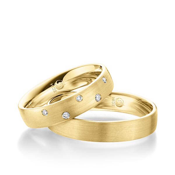 Paar Trauringe / Eheringe Gelbgold 585/- zus. 0,070 ct, tw, si - RU-1080-1