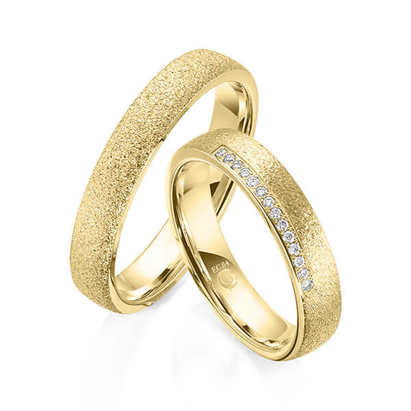 Paar Trauringe / Eheringe Gelbgold 585/- zus. 0,070 ct, tw, si - RU-1606-1
