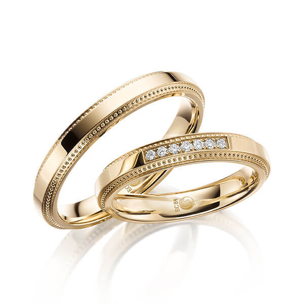 Paar Trauringe / Eheringe Gelbgold 585/- zus. 0,070 ct, tw, si - RU-1624-1