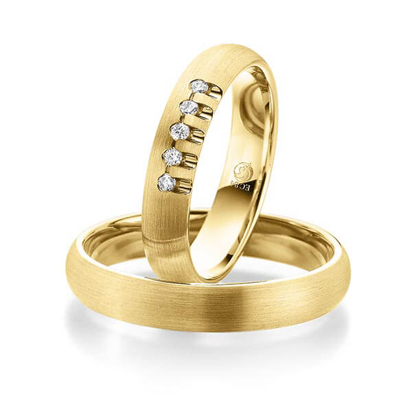 Paar Trauringe / Eheringe Gelbgold 585/- zus. 0,100 ct, tw, si - RU-1073-1