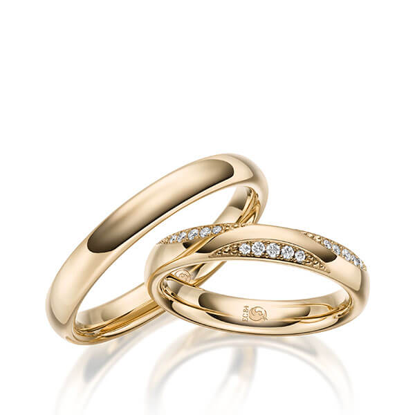 Paar Trauringe / Eheringe Gelbgold 585/- zus. 0,108 ct, tw, si - RU-1629-1