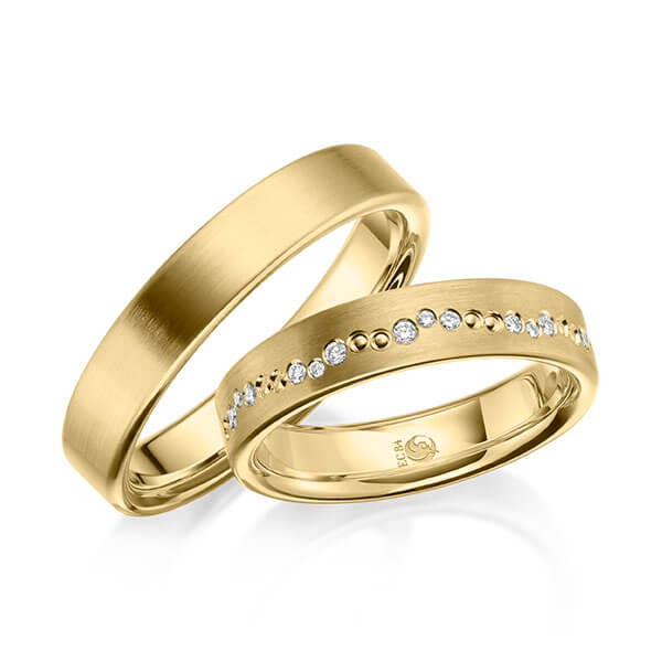 Paar Trauringe / Eheringe Gelbgold 585/- zus. 0,115 ct, tw, si - RU-1633-2