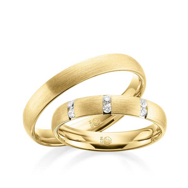 Paar Trauringe / Eheringe Gelbgold 585/- zus. 0,120 ct, tw, si - RU-1079-2