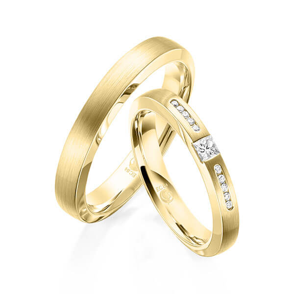 Paar Trauringe / Eheringe Gelbgold 585/- zus. 0,170 ct, tw, si - RU-1613-1