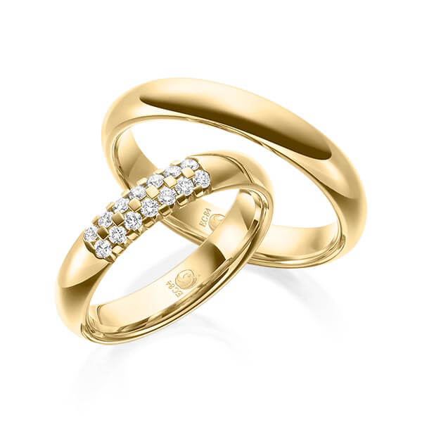 Paar Trauringe / Eheringe Gelbgold 585/- zus. 0,280 ct, tw, si - RU-1530-1