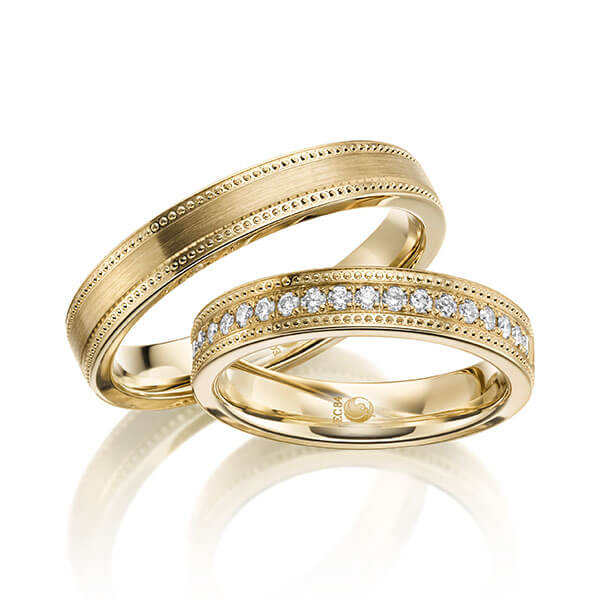 Paar Trauringe / Eheringe Gelbgold 585/- zus. 0,285 ct, tw, si - RU-1623-1