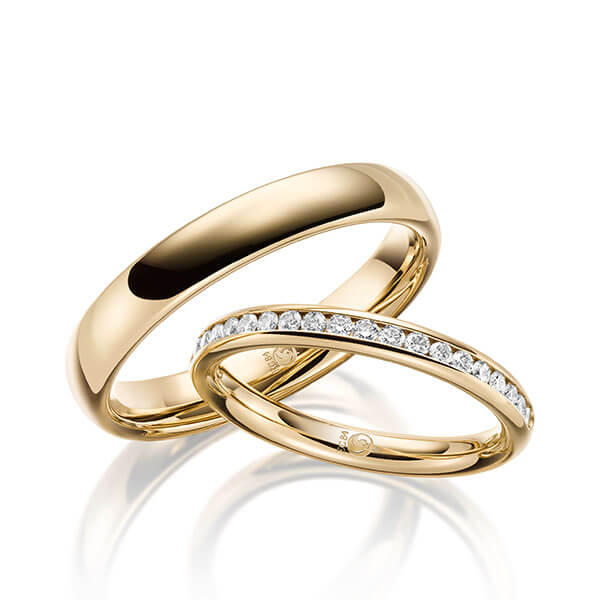 Paar Trauringe / Eheringe Gelbgold 585/- zus. 0,300 ct, tw, si - RU-1637-1