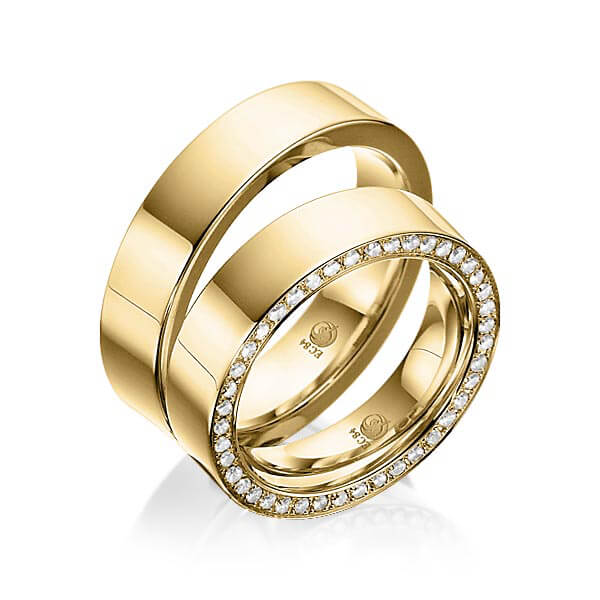 Paar Trauringe / Eheringe Gelbgold 585/- zus. 0,420 ct, tw, si - RU-1014-1