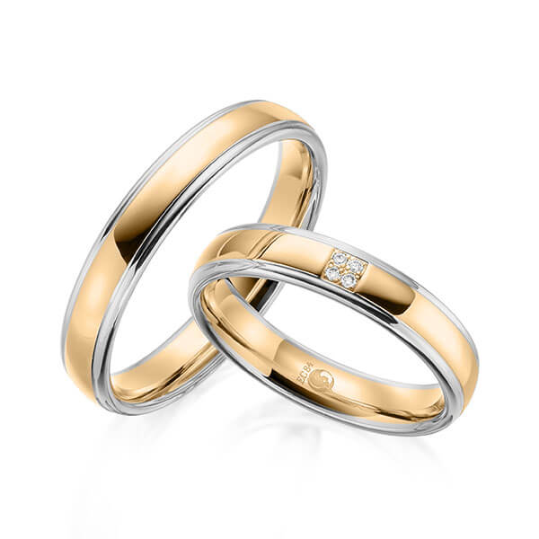 Paar Trauringe / Eheringe Platin 600/- Roségold 585/- zus. 0,020 ct, tw, si - RU-1600-11