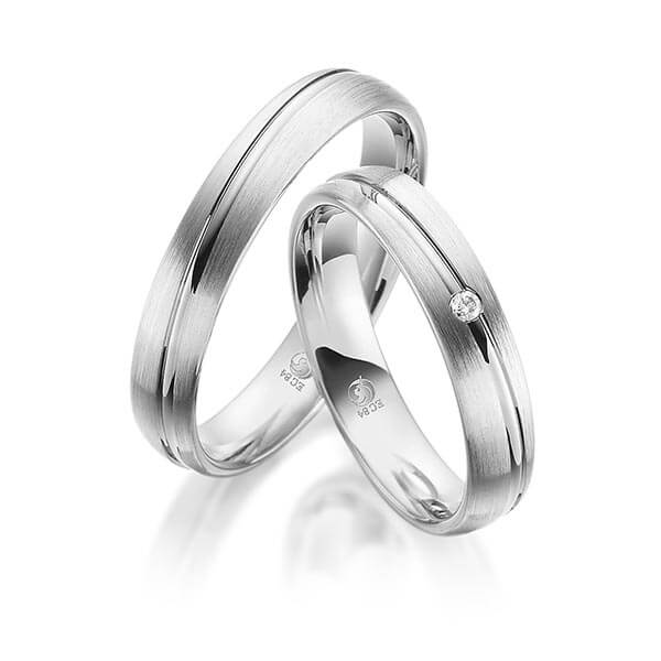 Paar Trauringe / Eheringe Platin 600/- zus. 0,020 ct, tw, si - RU-1082-4