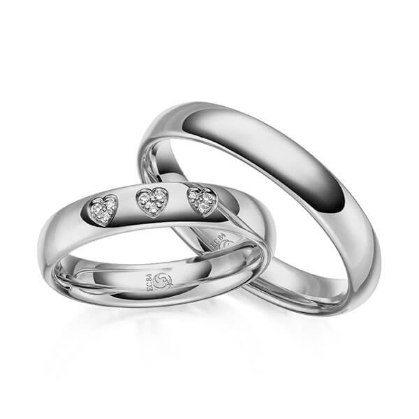 Paar Trauringe / Eheringe Platin 600/- zus. 0,045 ct, tw, si - RU-1628-5
