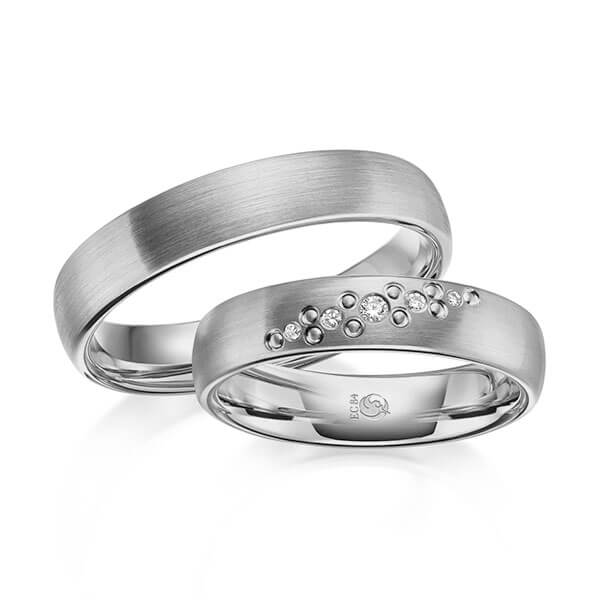 Paar Trauringe / Eheringe Platin 600/- zus. 0,046 ct, tw, si - RU-1636-5