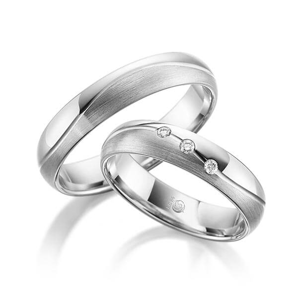 Paar Trauringe / Eheringe Platin 600/- zus. 0,060 ct, tw, si - RU-1084-5