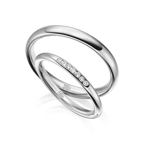 Paar Trauringe / Eheringe Platin 600/- zus. 0,070 ct, tw, si - RU-1545-4
