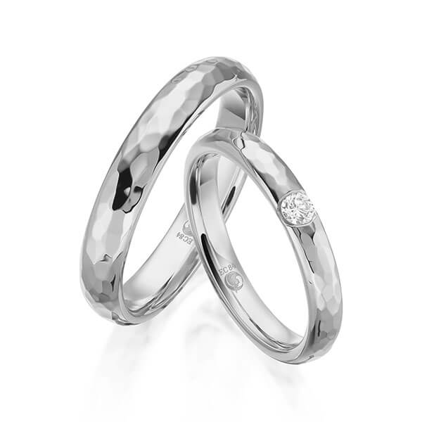 Paar Trauringe / Eheringe Platin 600/- zus. 0,080 ct, tw, si - RU-1617-5