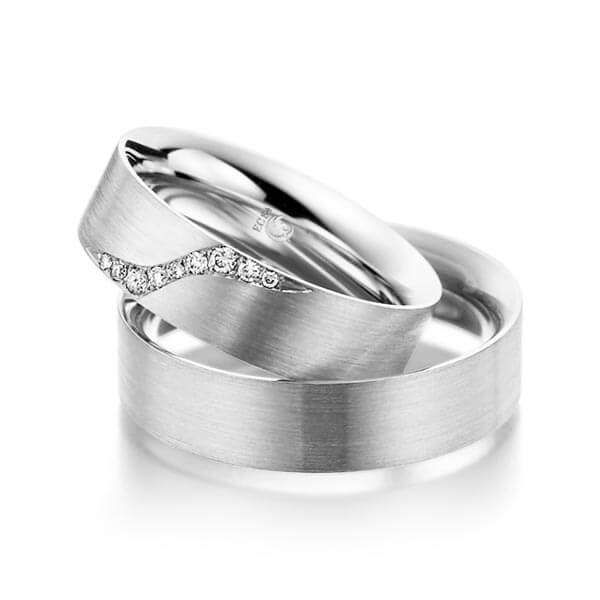 Paar Trauringe / Eheringe Platin 600/- zus. 0,095 ct, tw, si - RU-1035-5