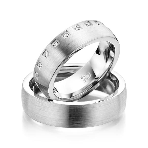 Paar Trauringe / Eheringe Platin 600/- zus. 0,100 ct, tw, si - RU-1041-5