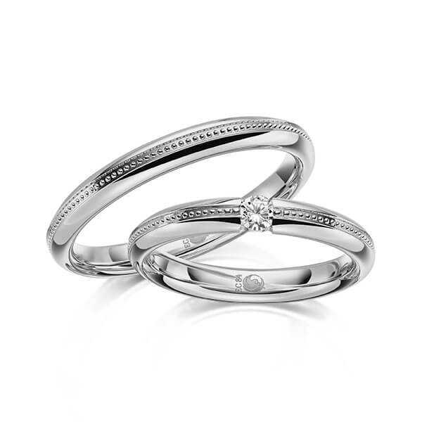 Paar Trauringe / Eheringe Platin 600/- zus. 0,100 ct, tw, si - RU-1625-5