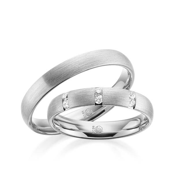 Paar Trauringe / Eheringe Platin 600/- zus. 0,120 ct, tw, si - RU-1079-6