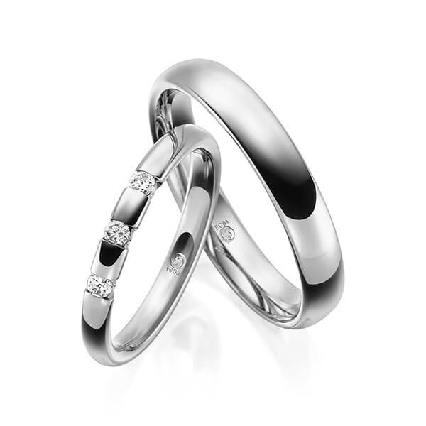 Paar Trauringe / Eheringe Platin 600/- zus. 0,120 ct, tw, si - RU-1544-5