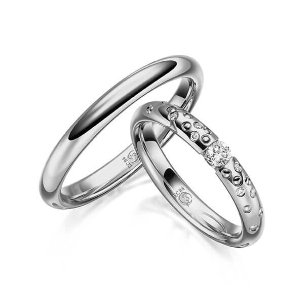 Paar Trauringe / Eheringe Platin 600/- zus. 0,130 ct, tw, si - RU-1631-5
