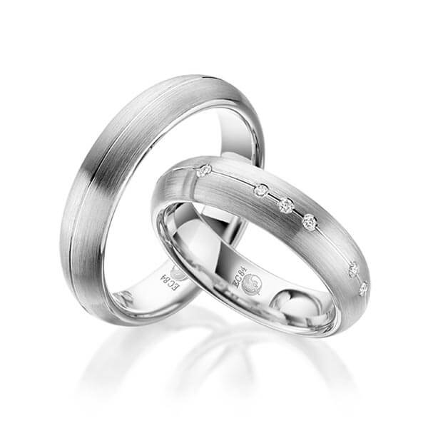 Paar Trauringe / Eheringe Platin 600/- zus. 0,140 ct, tw, si - RU-1045-5