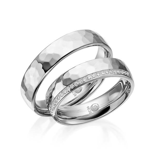 Paar Trauringe / Eheringe Platin 600/- zus. 0,140 ct, tw, si - RU-1525-5
