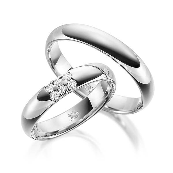 Paar Trauringe / Eheringe Platin 600/- zus. 0,150 ct, tw, si - RU-1081-4