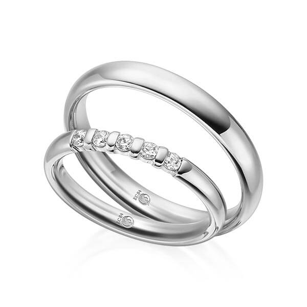 Paar Trauringe / Eheringe Platin 600/- zus. 0,150 ct, tw, si - RU-1546-5
