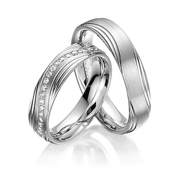 Paar Trauringe / Eheringe Platin 600/- zus. 0,160 ct, tw, si - RU-1100-6