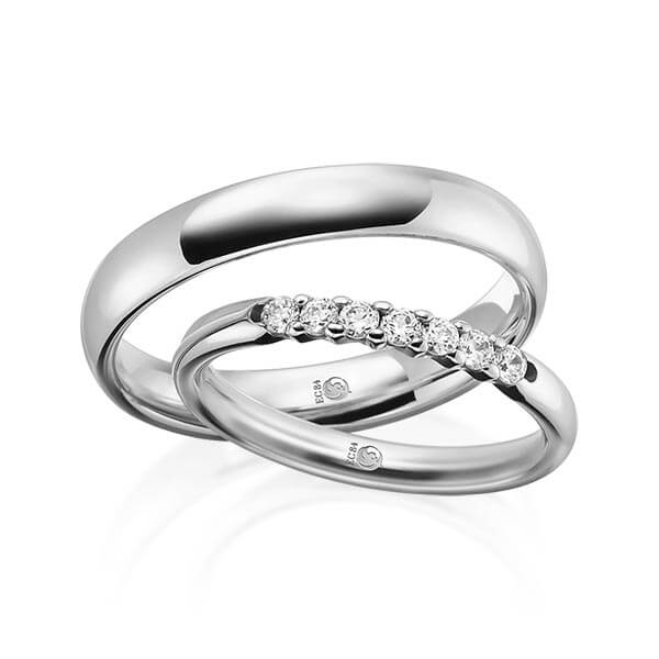 Paar Trauringe / Eheringe Platin 600/- zus. 0,210 ct, tw, si - RU-1547-5