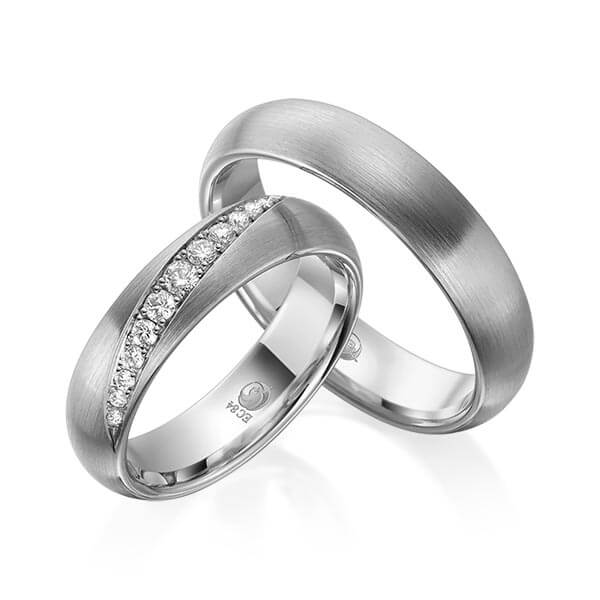 Paar Trauringe / Eheringe Platin 600/- zus. 0,214 ct, tw, si - RU-1526-5