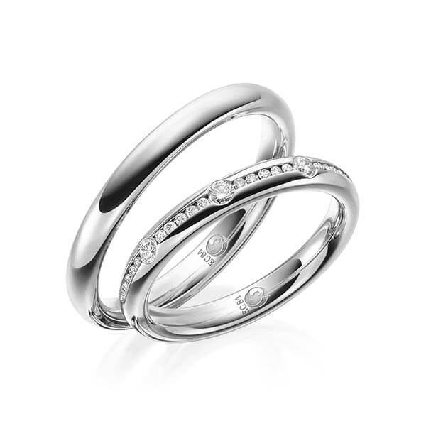 Paar Trauringe / Eheringe Platin 600/- zus. 0,220 ct, tw, si - RU-1528-5