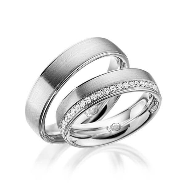 Paar Trauringe / Eheringe Platin 600/- zus. 0,230 ct, tw, si - RU-1056-6