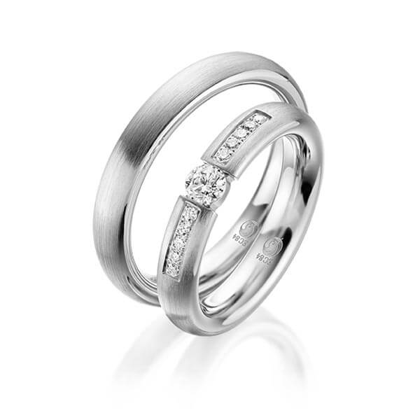 Paar Trauringe / Eheringe Platin 600/- zus. 0,300 ct, tw, si - RU-1047-5